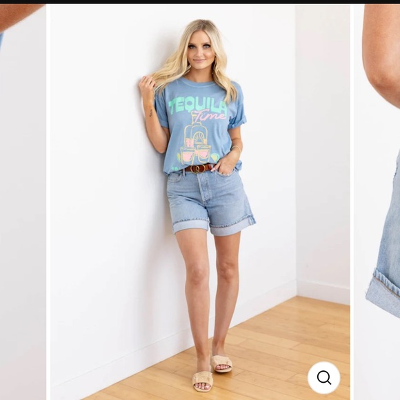 Agolde Dame High Rise Baggy Long Inseam Tacked Cuff Jean Denim Shorts Sz 27